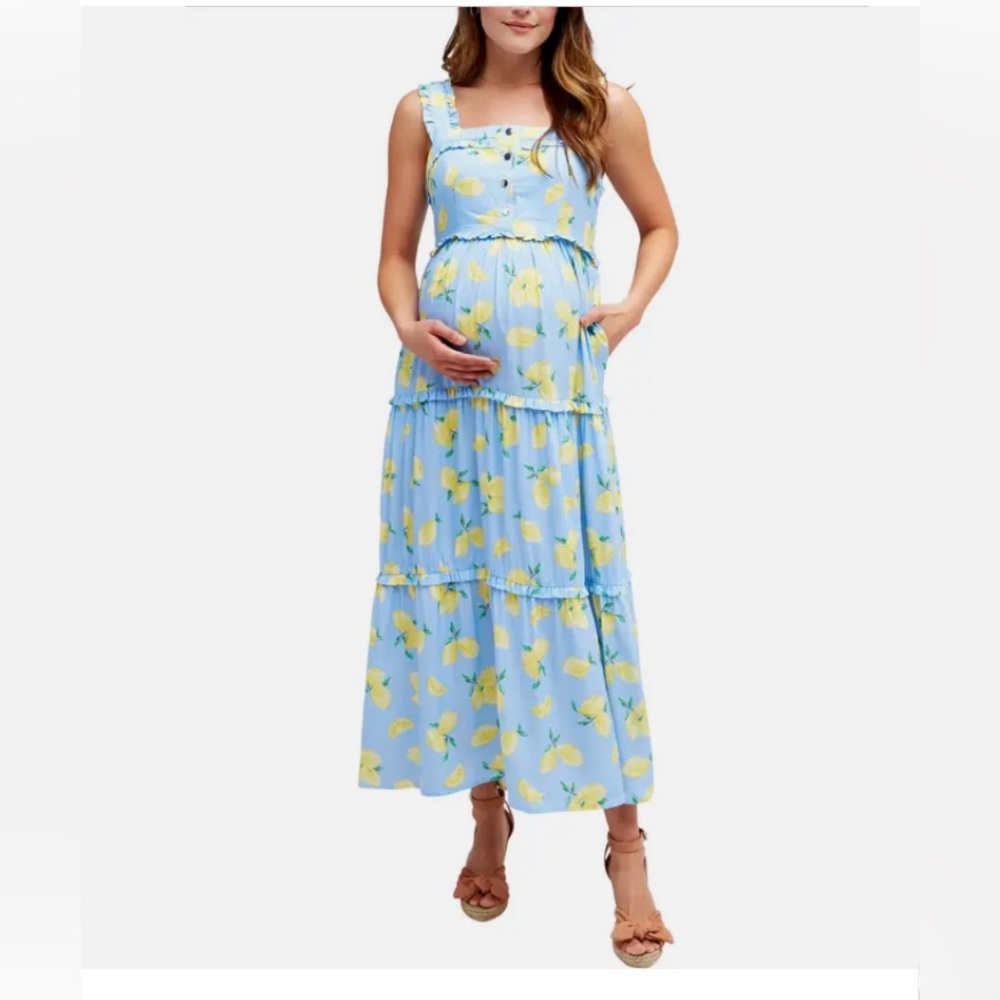 NOM Maternity Summer Dress- Lemon Print